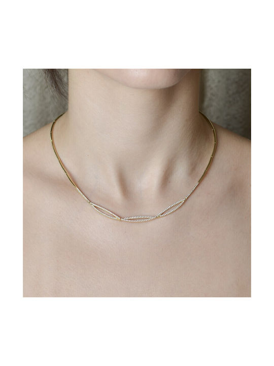 Necklace 14K gold, with white zircons (SKU000606) SET-652K