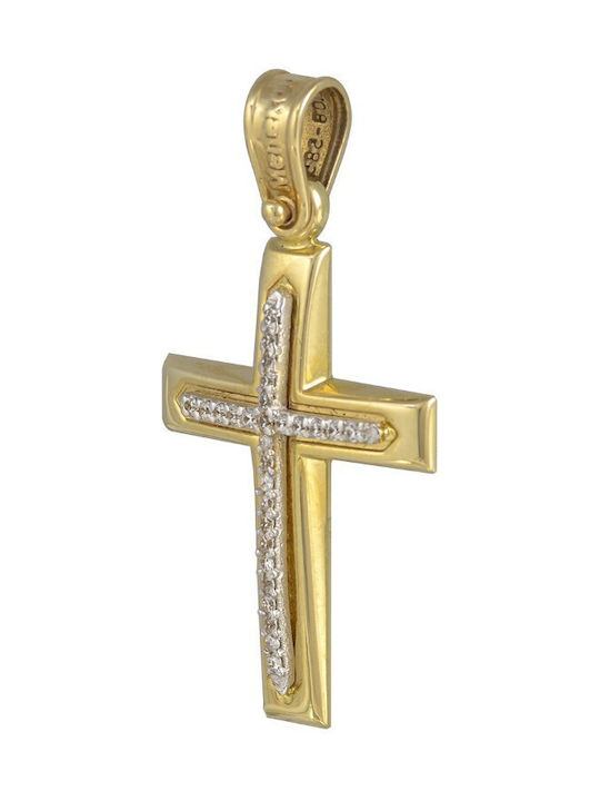 Taufkreuz aus 14K Gold mit weißem Zirkonia (ST001169)*