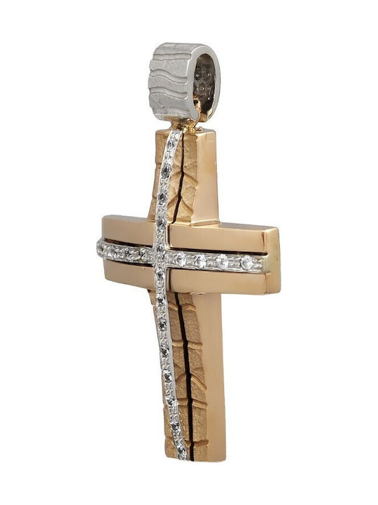 Damenkreuz aus Rot- und Weißgold 14K (ST001167) 1189P