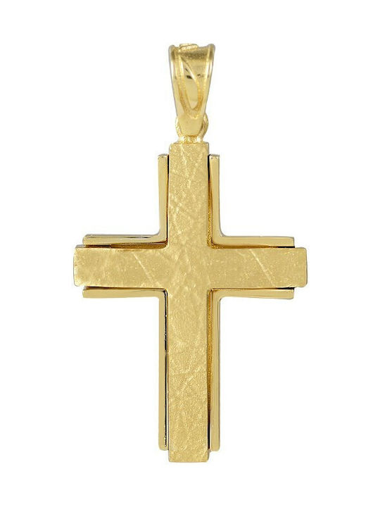 14K gold baptismal cross with grained embossed surface (ΣΤ001304)* 1004K