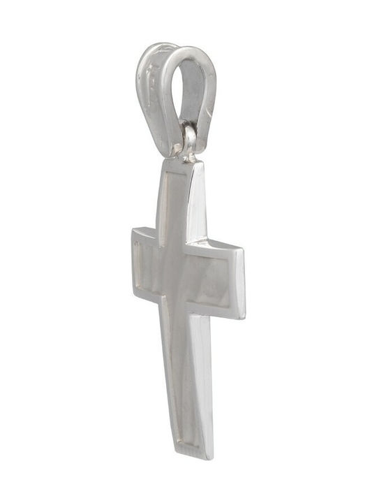 Baptismal cross in white gold K9 with matte and lacquer coating (ΣT000973)