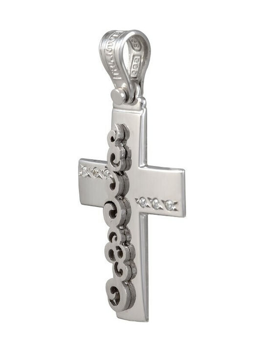 Baptismal cross in white gold 14K with white cubic zirconia (ΣΤ001113)