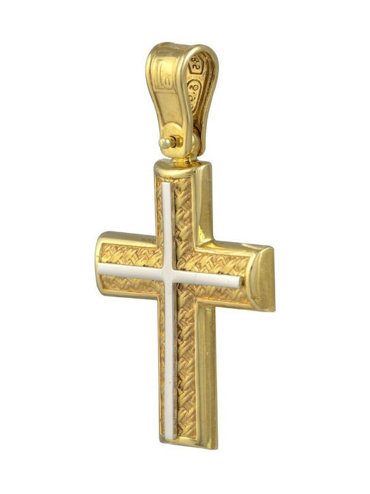 Baptismal cross in yellow and white gold 14K (ΣΤ001141)