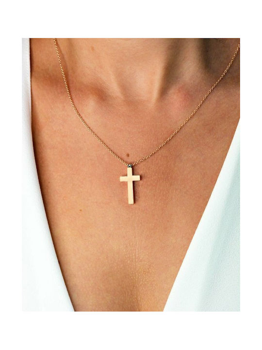 Baptismal cross SOLEDOR in 14K pink gold