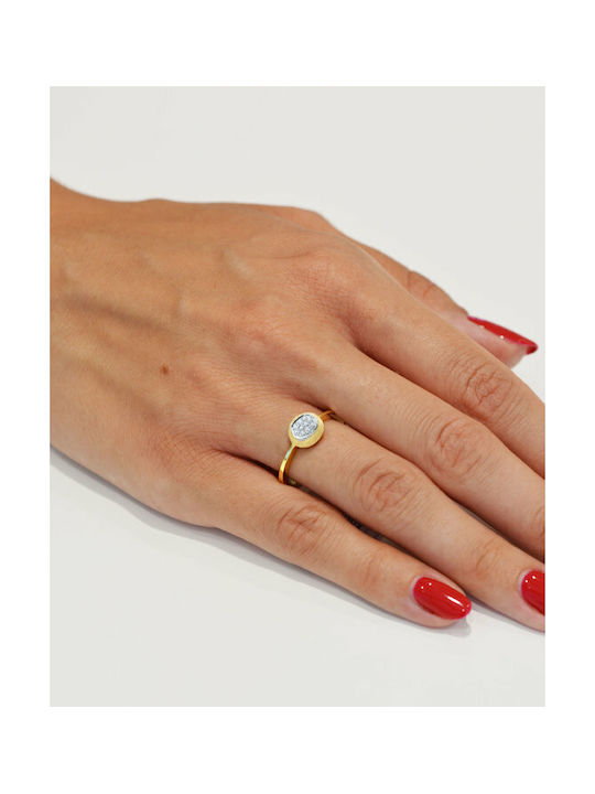 Beehive SOLEDOR ring in 14K gold with cubic zirconia (No 55)