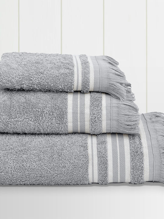 Lino Home 3pc Bath Towel Set Casia Dark Grey