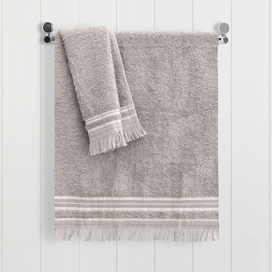 Lino Home Bath Towels Set 3 pcs Casia Grey Weight 450gsm