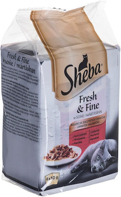 Sheba Fresh & Fine Mini Wet Food for In Pouch with Meat Dishes in Sauce 6pcs 50gr