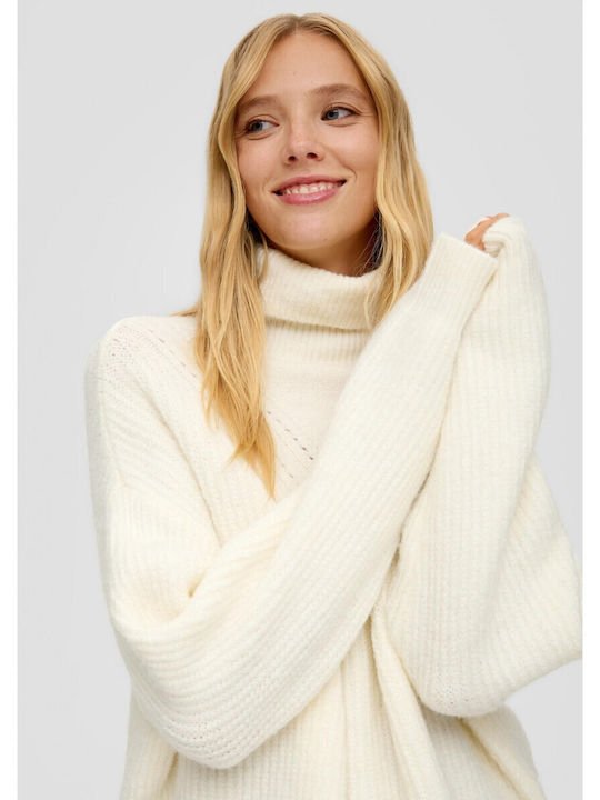 Women's Long Sleeve Sweater Woolen Turtleneck White