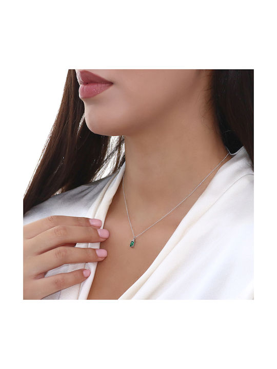 Necklace from White Gold 14K with Zircon