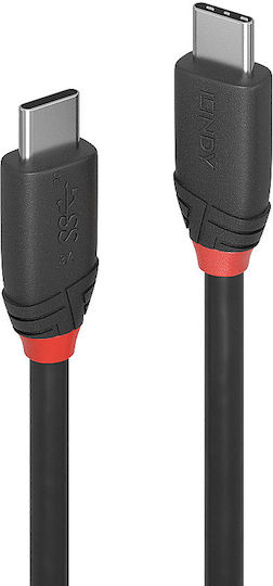 Lindy Black USB 3.1 Cable USB-C male - USB-C 60W PD Μαύρο 1m 36906