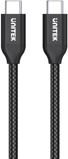Unitek Braided USB 2.0 Cable USB-C male - USB-C 100W PD Μαύρο 2m C14059BK