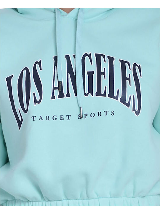 Gekürzt Damen Sweatshirt Kapuzen Türkis