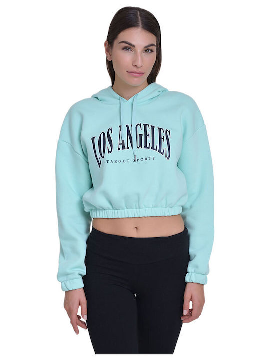Gekürzt Damen Sweatshirt Kapuzen Türkis