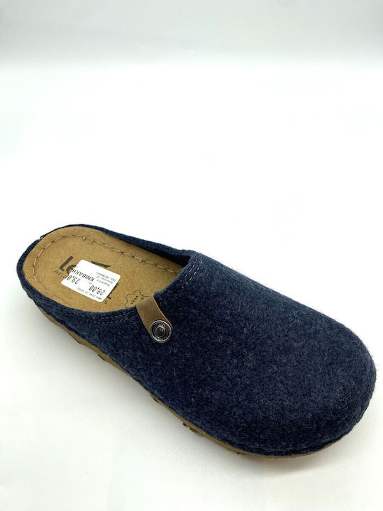 Anatomische Lederne Damen Hausschuhe Blau