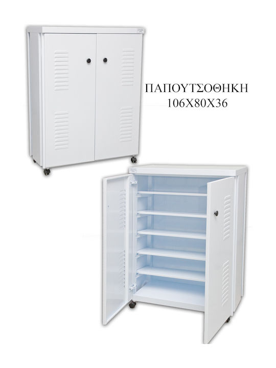 Shoe Cabinet Metallic Galvanized with 5 Shelves 80x36x106cm