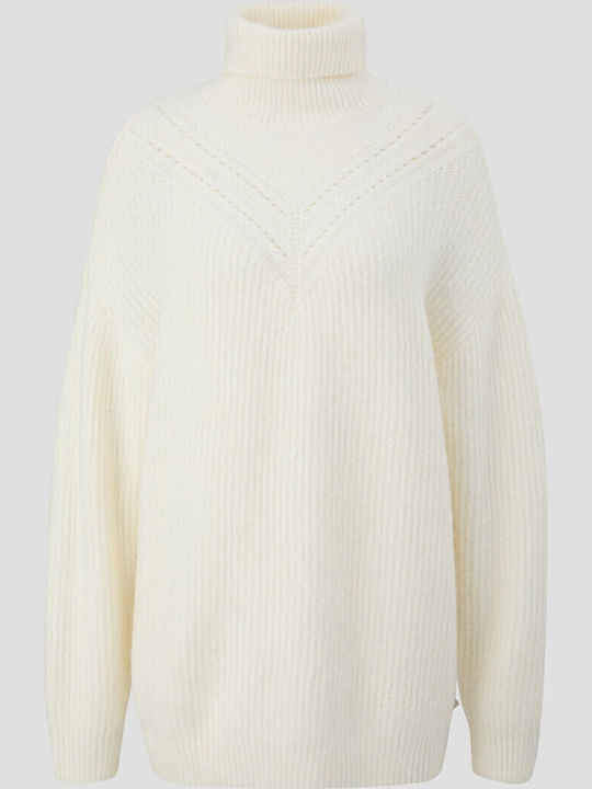 Women's Long Sleeve Sweater Woolen Turtleneck White