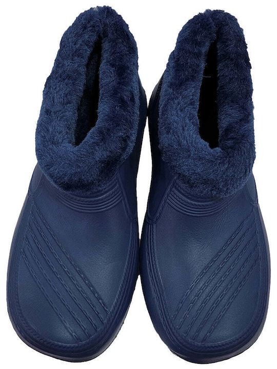 Ustyle Schürzen für Catering Damen Gummistiefel mit Pelz Blau