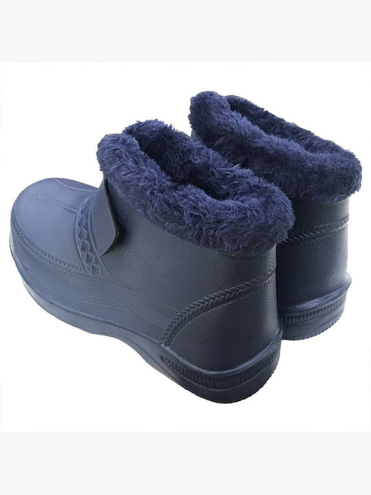 Women's Fur Lined Short Wellies Blue