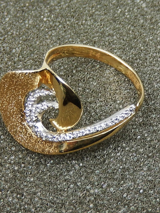 Polytimo Дамски Пръстен с Циркони от Бяло злато 14K