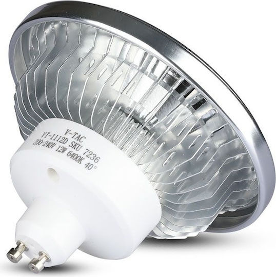 V-TAC LED Bulb 12W 91mm for Socket GU10 and Shape AR111 Cool White 900lm
