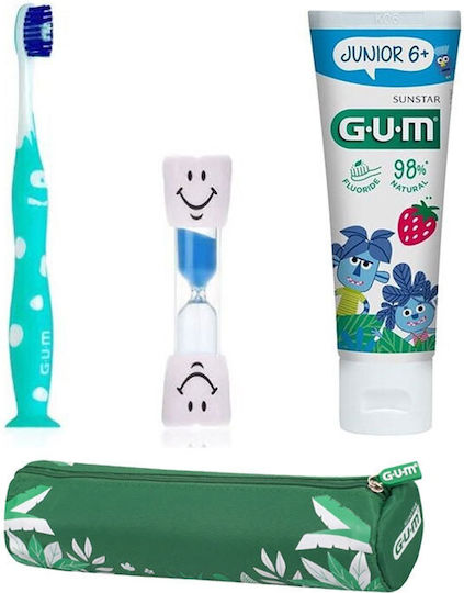 GUM Promo Junior Jungle Baby Σετ Παιδική Οδοντόκρεμα με Οδοντόβουρτσα για 6+ Χρονών 2τμχ με Γεύση Φράουλα