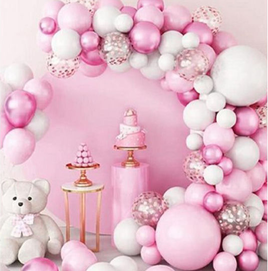 Komposition mit 104 Luftballons Latex Rosa