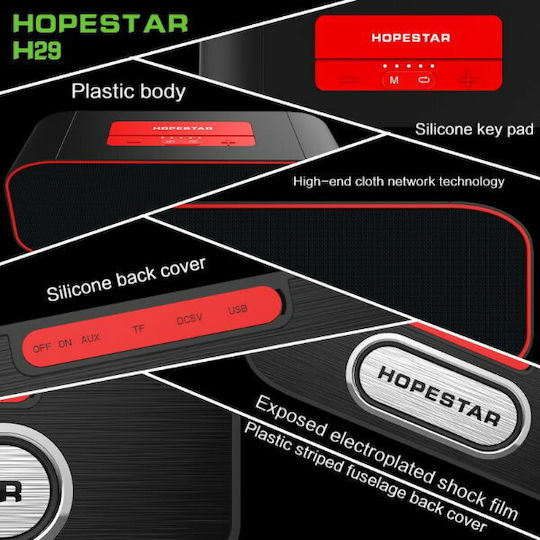 Hopestar H29 Ηχείο Bluetooth 10W με Ραδιόφωνο και Διάρκεια Μπαταρίας έως 5 ώρες Μαύρο