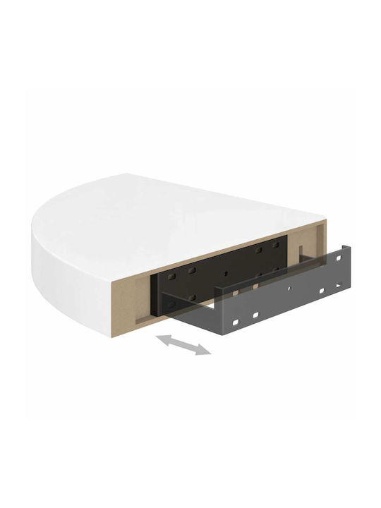 Corner Shelf Wall White Glossy 25x25x3.8cm