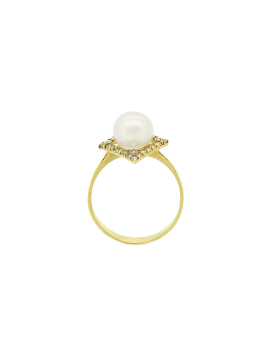 Women's Gold Ring with Pearl 14K