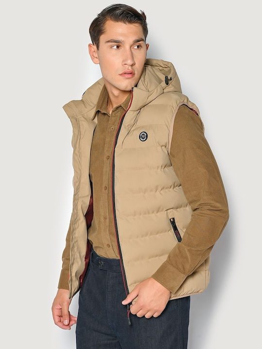 Sleeveless Winter Jacket Puffer Beige