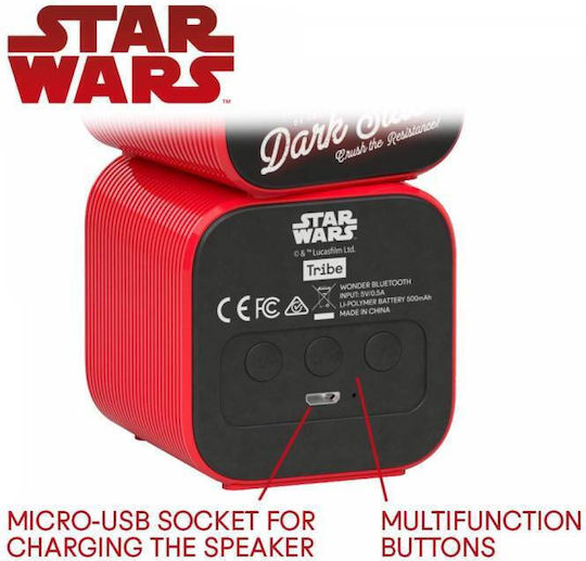 Tribe Star Wars Sith Trooper Bluetooth-Lautsprecher 3W mit Akkulaufzeit bis zu 4 Stunden Rot