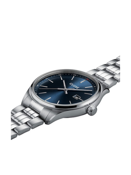 Cluse Ανδρικό Ρολόι 41mm Μπαταρίας με Ασημί Μεταλλικό Μπρασελέ