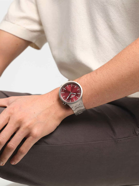 Swatch Unisex Men's Watch 47mm Battery with Silver Metal Bracelet
