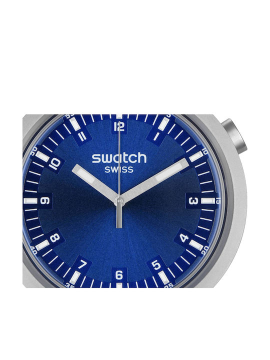 Swatch Indigo Hour Men's Watch 47mm Battery with Silver Metal Bracelet
