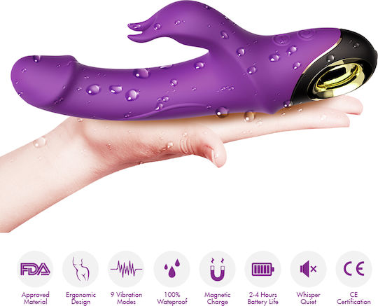 Kinksters Δονητής Rabbit 22cm Μωβ