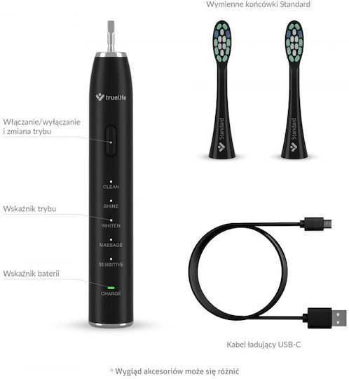 TrueLife Periuță de dinți electrică cu Husă de Călătorie 343381 Neagră