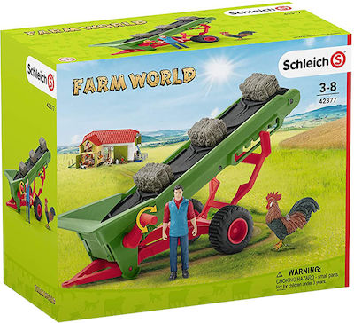 Schleich-S Miniature Toy Hay Conveyor with Farmer for 3+ Years