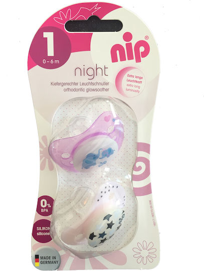 Nip Night Πιπίλες Σιλικόνης Νυκτός για 0+ μηνών 2τμχ