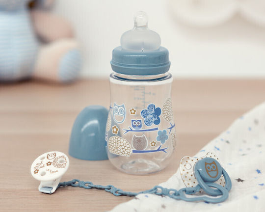 Kiokids Σετ Πλαστικά Μπιμπερό με Θηλή Σιλικόνης για 6+ μηνών Μπλε 250ml 3τμχ