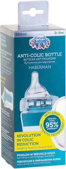 Canpol Babies Plastic Baby Bottle Haberman Bear Anti-colic with Silicone Teat for 0+ Months Blue 260ml