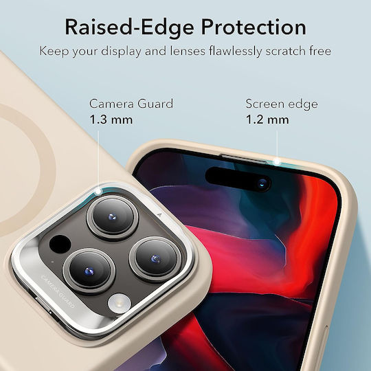 ESR Cloud Soft Halolock Kickstand Umschlag Rückseite Silikon 1.2mm Beige (iPhone 15 Pro Max)