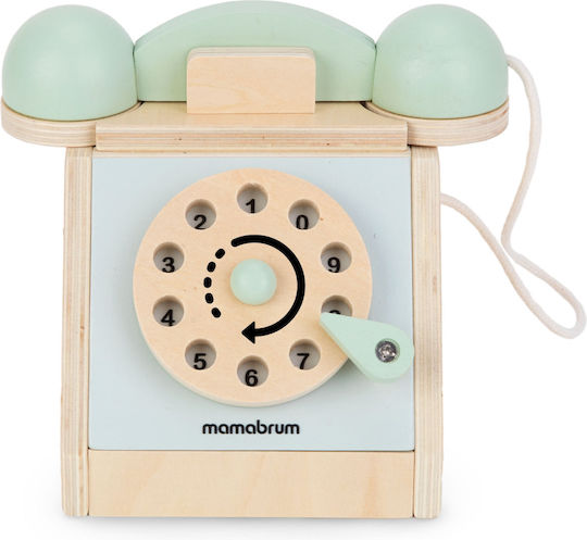 Mamabrum Игра за имитация Ретро Телефон от дърво за 3+ години години