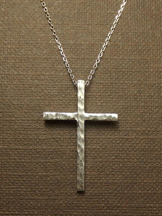 Polytimo White Gold Cross 18K with Chain