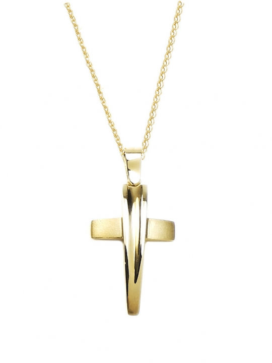 Polytimo Herren Gold Kreuz 14K mit Kette