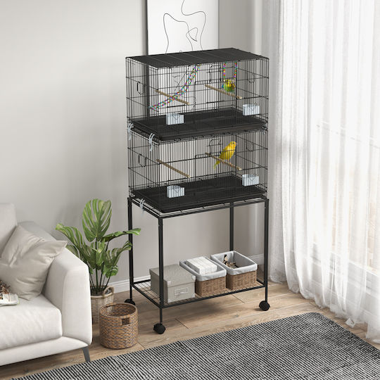 Pawhut Клетка за Птици Bird 77x46x164см. Черен