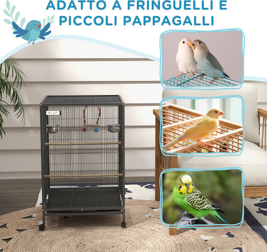 Pawhut Ξύλινο Κλουβί Πτηνών Bird 48x46x74εκ. Γκρι