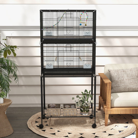 Pawhut Клетка за Птици Bird 77x46x164см. Черен