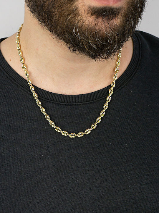 Kiriakos Gofas Gold Chain Neck 9K Wide Thickness 7mm and Length 55cm
