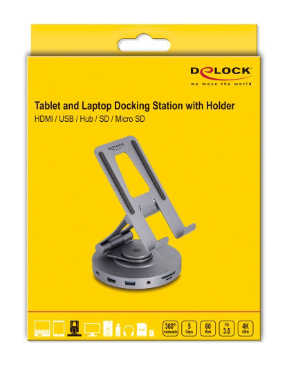 DeLock USB-C Докинг станция с HDMI 4K PD Етърнет Сив (88017)